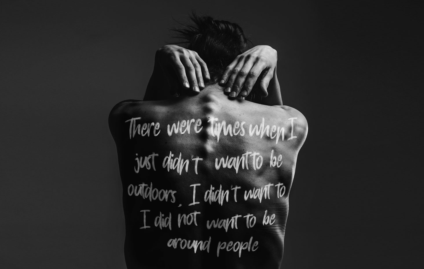 Patient quote painted onto skin